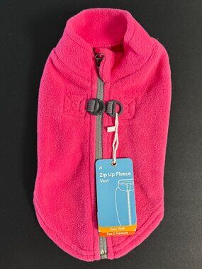 NEW! Small Dog or Cat Zip Up Fleece Vest in Pink - Tags still on!